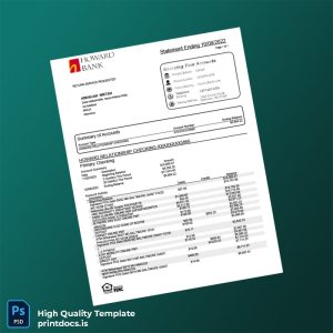 Morocco Howard Bank Account Statement Template in Word and PDF formats