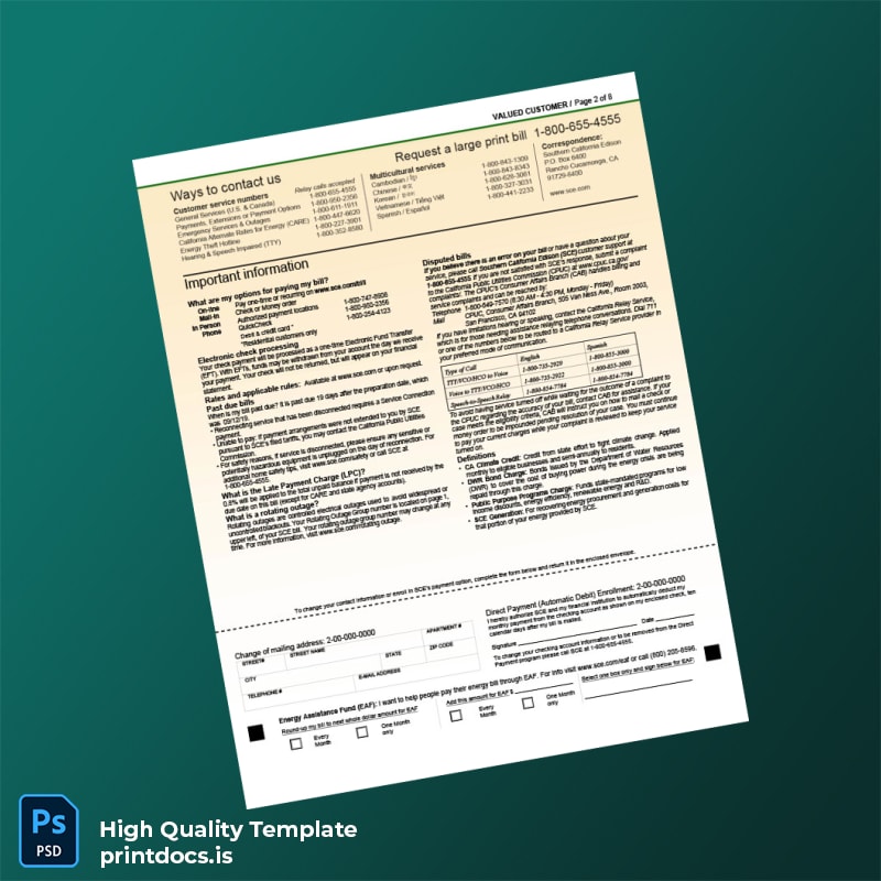 N_A Editable Electricity Bill Template in Word and PDF formats page 2