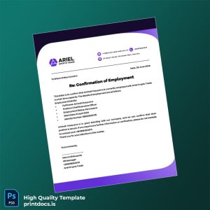 Printable Namibia Ariel Crypto Trade Employment Verification Letter Template (Word & PDF) Image Preview - PrintDocs