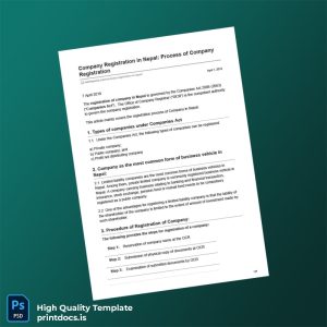 Printable Nepal Ministry of Commerce Company Registration Certificate Template (Word & PDF) Image Preview - PrintDocs