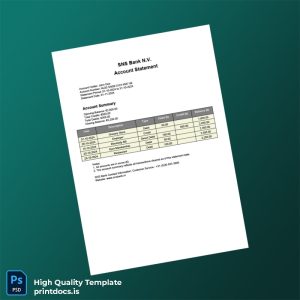 Netherlands SNS Bank Statement Template in Word and PDF formats