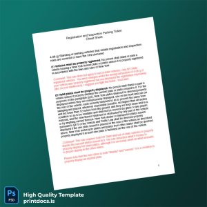 Printable New York State Vehicle Registration and Inspection Cheat Sheet PDF Template Image Preview - PrintDocs