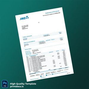New Zealand ANZ Bank Statement Template in Word and PDF formats
