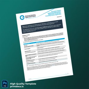 Printable New Zealand Electrical Registration Application Template (Word & PDF) Image Preview - PrintDocs