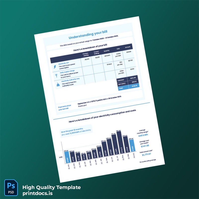 New Zealand EnergyA Editable Electricity Bill Template in Word and PDF formats page 2