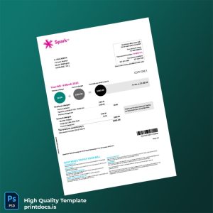 New Zealand Spark New Zealand Trading Ltd Editable Billing Summary Template in Word and PDF formats