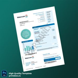 New Zealand Watercare Services Editable Water Bill Template in Word and PDF formats