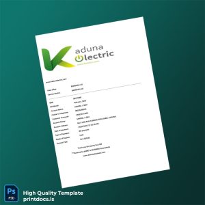 Nigeria Kaduna Electric Editable Utility Bill Template in Word and PDF formats