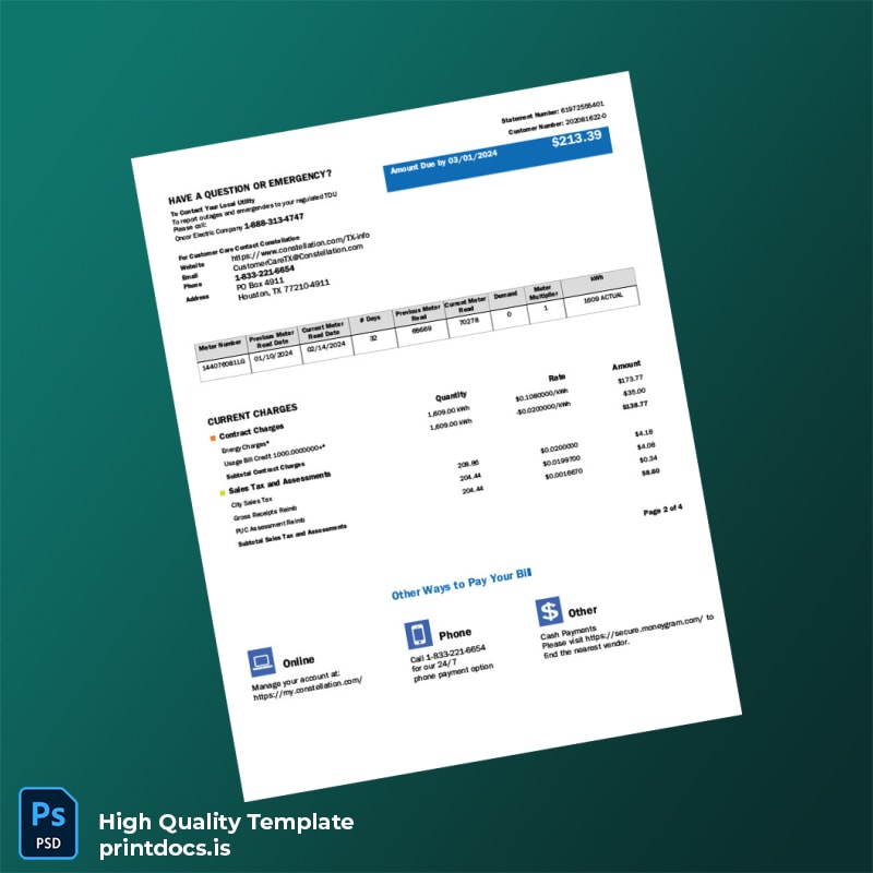 Not Specified Editable Bill Template in Word and PDF formats page 2