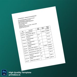 Oman Bank Dhofar Statement Template in Word and PDF formats