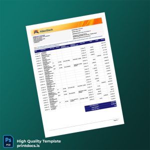Pakistan Allied Bank Limited Editable Bank Statement Template in Word and PDF formats