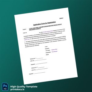 Printable Pakistan Application for Registration Certificate Template (Word & PDF) Image Preview - PrintDocs