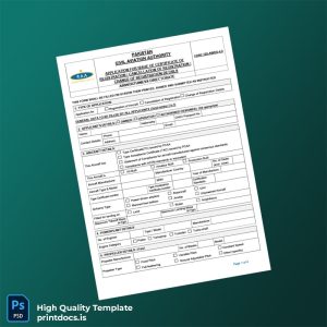 Printable Pakistan Civil Aviation Authority Application for Issue of Certificate of Registration Cancellation of Registration Change of Re Image Preview