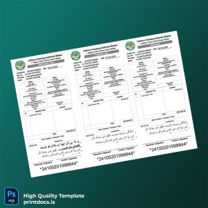 Pakistan DHA Lahore Multan Chapter Editable Payment Challan Template in Word and PDF formats