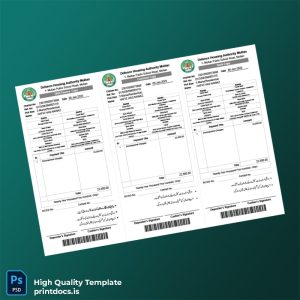 Pakistan Defence Housing Authority Multan Editable Challan Receipt Template in Word and PDF formats