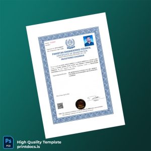 Printable Pakistan Engineering Council Registration Certificate Template (Word & PDF) Image Preview