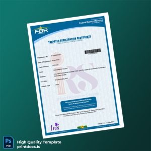 Printable Pakistan FBR Tax Registration Certificate Template (Word & PDF) Image Preview - PrintDocs
