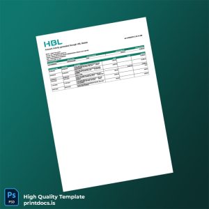 Pakistan HBL Account Statement Template in Word and PDF formats