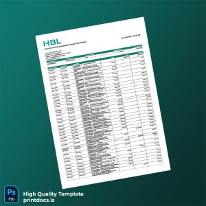 Pakistan HBL Editable Bank Statement Template in Word and PDF formats