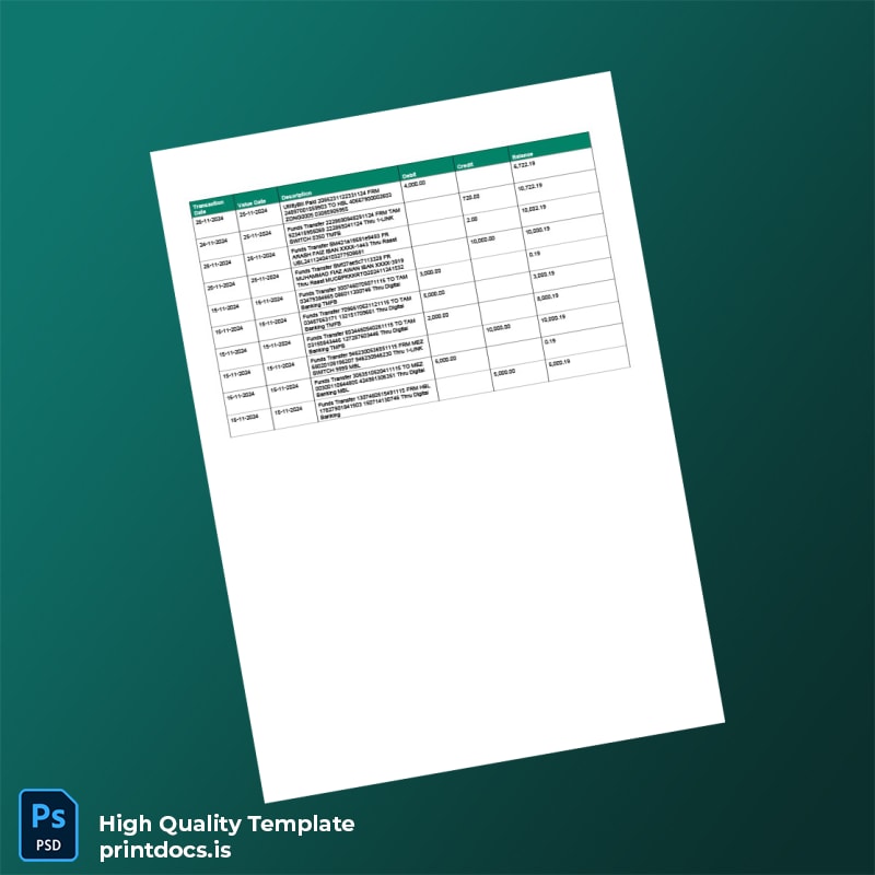 Pakistan HBL Mobile Editable Bank Statement Template in Word and PDF formats page 4