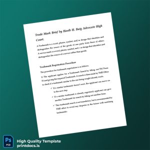 Printable Pakistan Intellectual Property Organization Trade Mark Registration Certificate Template (Word & PDF) Image Preview - PrintDocs