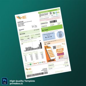Pakistan K-Electric Editable Electricity Bill Template in Word and PDF formats