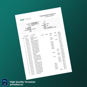Pakistan National Bank of Pakistan Account Statement Template in Word and PDF formats