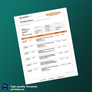 Pakistan NayaPay Account Statement Template in Word and PDF formats