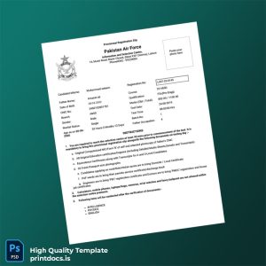 Printable Pakistan Provisional Registration Slip Template (Word & PDF) Image Preview - PrintDocs