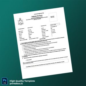 Printable Pakistan Provisional Registration Slip for Pakistan Air Force Instructions Template (Word & PDF) Image Preview - PrintDocs