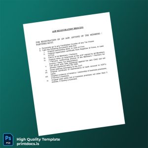 Printable Pakistan Tax Authority AOP Registration Certificate Template (Word & PDF) Image Preview - PrintDocs