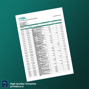 Pakistan UBL Account Statement Template in Word and PDF formats