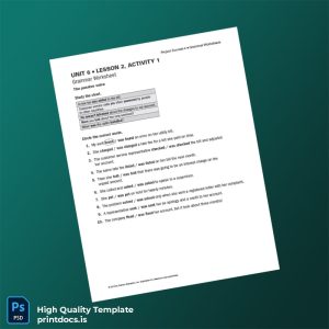 Pearson Education Inc Editable Grammar Worksheet Template in Word and PDF formats