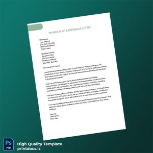 Printable Pharmacist Experience Letter Template (Word & PDF) Image Preview - PrintDocs