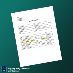 Philippines BDO Bank Statement Template in Word and PDF formats