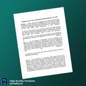 Printable Philippines Bureau of Immigration Business Registration Certificate Template (Word & PDF) Image Preview - PrintDocs