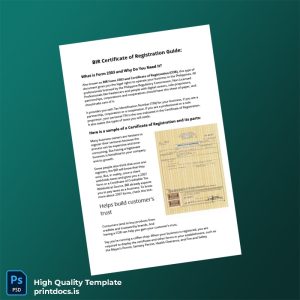 Printable Philippines Bureau of Internal Revenue Certificate of Registration Template (Word & PDF) Image Preview - PrintDocs