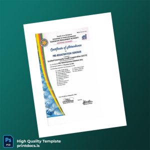 Printable Philippines Cooperative Development Authority Pre Registration Certificate Template (Word & PDF) Image Preview - PrintDocs