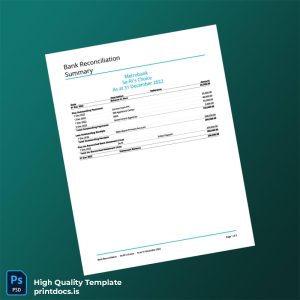 Philippines Metrobank Bank Reconciliation Template in Word and PDF formats