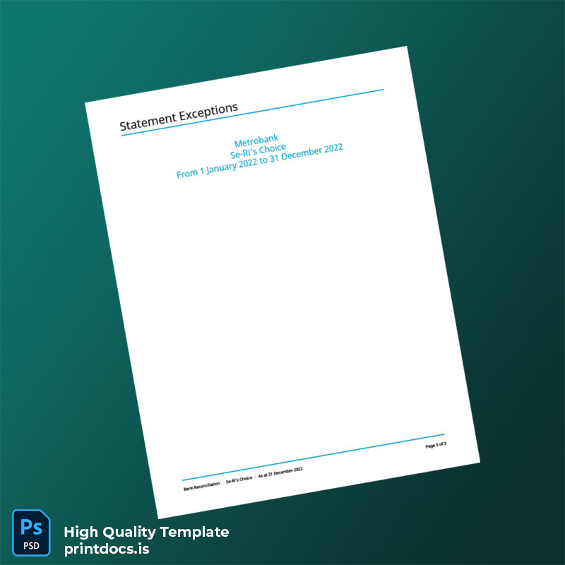 Philippines Metrobank Bank Reconciliation Template in Word and PDF formats page 3