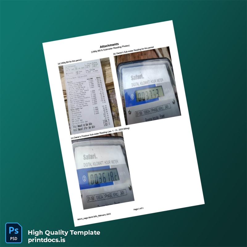 Philippines NHVS Site Engineer Editable Utility Bill Template in Word and PDF formats page 2