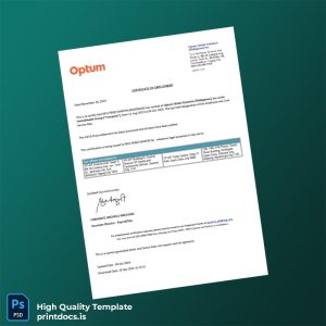 Printable Philippines Optum Global Solutions Employment Certificate Template (Word & PDF) Image Preview - PrintDocs