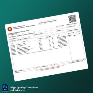 Printable Philippines Polytechnic University Registration Certificate Template (Word & PDF) Image Preview