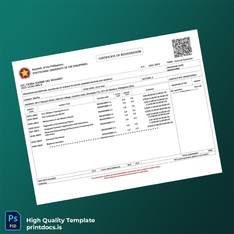 Printable Philippines Registration Certificate Template (Word & PDF) Image Preview
