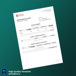 Philippines SeaBank Statement Template in Word and PDF formats