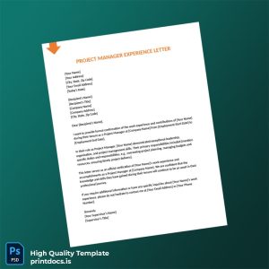 Printable Project Manager Experience Letter Template (Word & PDF) Image Preview - PrintDocs