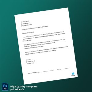 Printable Proof of Employment Letter Template (Word & PDF) Image Preview - PrintDocs