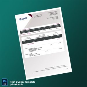 Qatar Qatar National Bank Account Statement Template in Word and PDF formats