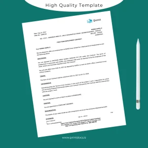Printable Quess Corp Limited Employment Verification Letter Template (Word & PDF) Image Preview - PrintDocs