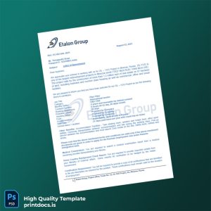 Printable Russia Etalon Employment Verification Letter Template (Word & PDF) Image Preview - PrintDocs